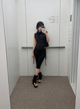 SHIRRING SKIRT-LAYERED PANTS