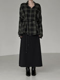 Slit mesh layered long skirt