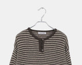 [MADE] Aeon Stripe Henley Neck Button Knit