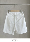 Pibelin Pin Tuck Cotton Shorts