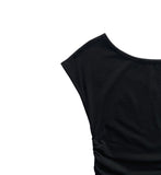 SIDE SHIRRING CAP SLEEVE T