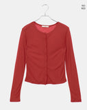 Amu See-through Ribbed Long Sleeve Cardigan