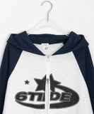 [BAONHAUS] Printed Color Raglan Hood Zip-Up