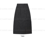 STRIPE BUTTON WRAP SKIRT