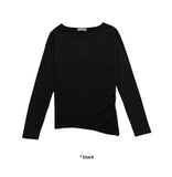 UNBALANCE SLIT SHIRRING T