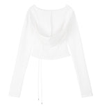[mnem] Diamond Neck Corset Hoodie