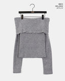 [Brushed] Hazen loose fit off-shoulder knit t-shirt