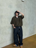 Non-fade raw wide denim