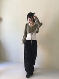 Yells Balloon Maxi Cotton Cargo Long Wide Pants