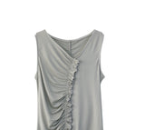 FRILL SHIRRING SLEEVELESS