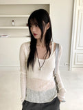 Bru sleeveless layered see-through ribbed long sleeve knit