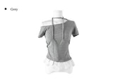 Bulk lace one-off strap short sleeve T-shirt