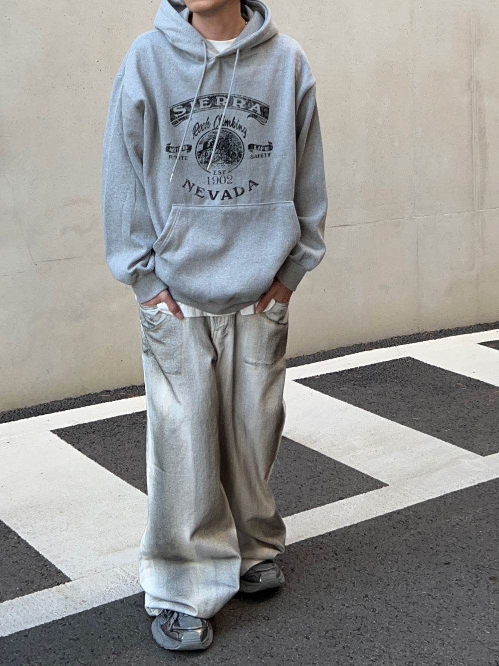 【KOOLOSET】Damage Washing Denim Hood Zip-Up 