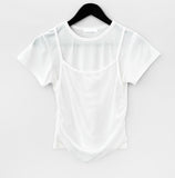 Merlin mesh layered short-sleeved T-shirt