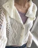 [MADE] Wayson High Neck Punching Cable Long Sleeve Knit Cardigan