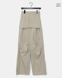 Hipu Button Pintuck Pocket Slit Skirt Pants