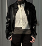 Glossy leather crop jacket