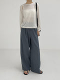 Cooling silhouette two-tuck wide slacks
