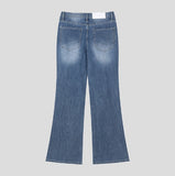 Stone washing ice cooling bootcut denim pants