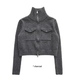 (WOOL) HIGH-NECK POCKET ZIP-UP