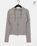 [MADE] Foil Vintage Pocket Slit Slim Ribbed Hood Zip-Up