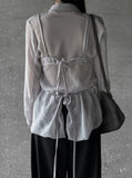 See-through bustier shirt set