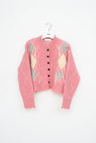 (W) Ros Argyle Twist Knitted Cardigan