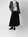 Brush wrap style flare long skirt