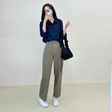 High Waist One Tuck Wide Slacks