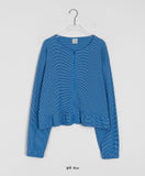 [BAONHAUS] Hire Stripe Shirring Round Zip-Up Jumper