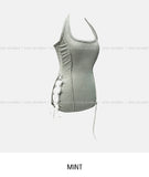 Mute cut side eyelet halter sleeveless