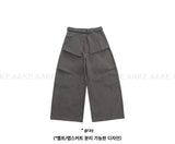 [SET] BELTED WRAP SKIRT PANTS