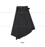 [BELT SET] SLANT STRIPE DRAPE SKIRT