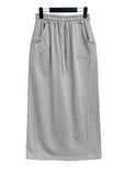 Patch cut long skirt