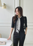 [Scarf set] Celyz Dot Tie Puff Short Sleeve Knit