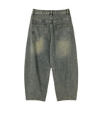 Rough Curved Washed Denim Pants