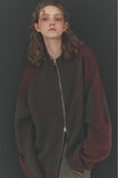[2-WAY] Curved Block Knit Zip-Up