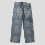 Bone Dirty Paint Damage Carpenter Denim Pants