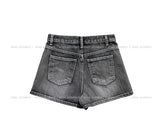 Tear washing stitch denim shorts