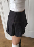 Laugh Pleats Denim Mini Skirt Pants