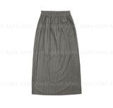 STRIPE BUTTON WRAP SKIRT