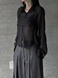 See-through bustier shirt set