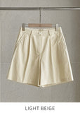 Pibelin Pin Tuck Cotton Shorts