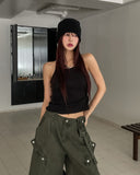 [U-BASIC] Cerandi Ribbed Y Mango Sleeveless