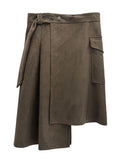 Suede Pocket Wrap Skirt