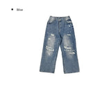 Redo Damage Washing Wide Denim Pants