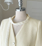 Calod V-Neck Tweed Short Jacket