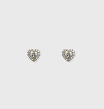 H Heart Silver Stone 2WAY Earring