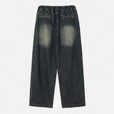 Moshu track line string denim pants