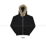 (Lining Brushed) STARRY FUR HOOD ZIP-UP